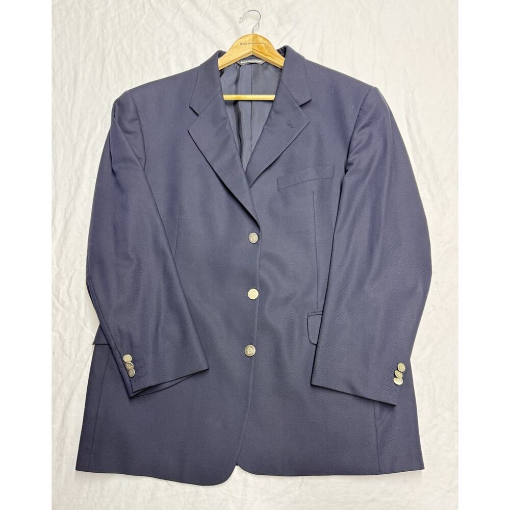 Coppley Ermenegildo Zegna 100% Wool Blazer Jacket Size 44R Navy Blue Sport Coat